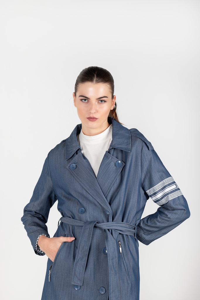 JEANS HOODED TRENCH COAT