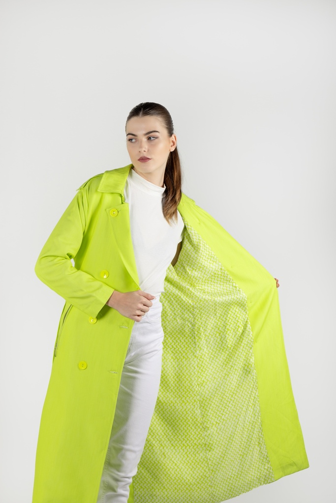LIME HOODED TRENCH COAT