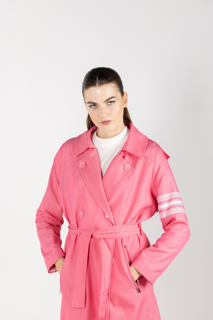 Pink Hooded Trench Coat